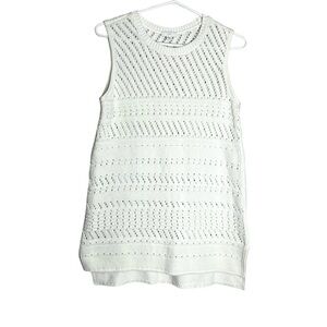 J. Jill Linen Cotton Blend Sleeveless Tunic Sweater White Crochet, size XSP
